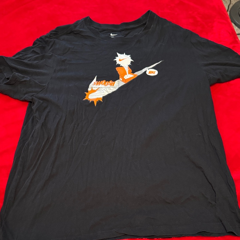 Nike Black Tee with Orange and White Graphic